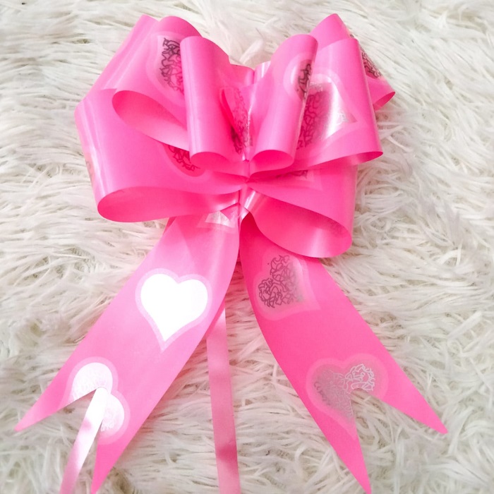 Tali Pita Serut Kado Motif Love Pink